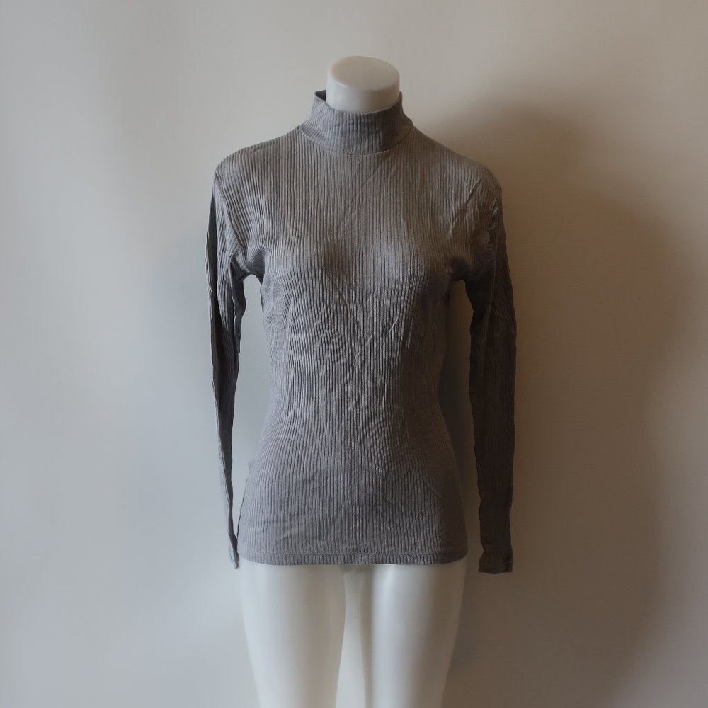 SUD EXPRESS GRAY RIBBED LIGHT MOCK NECK SWEATER M